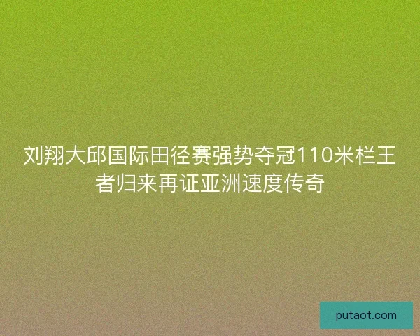 刘翔大邱国际田径赛强势夺冠110米栏王者归来再证亚洲速度传奇
